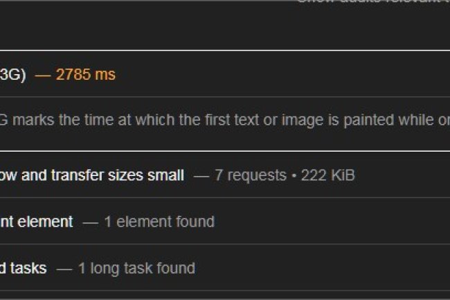 First Contentful Paint 3G