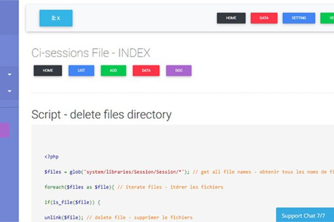 Delete ci-sessions files directory