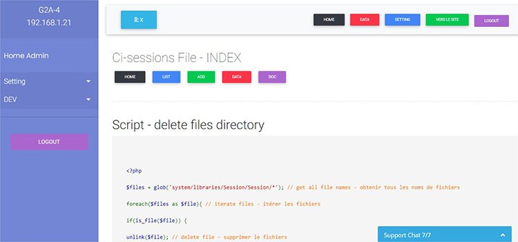 Delete ci-sessions files directory